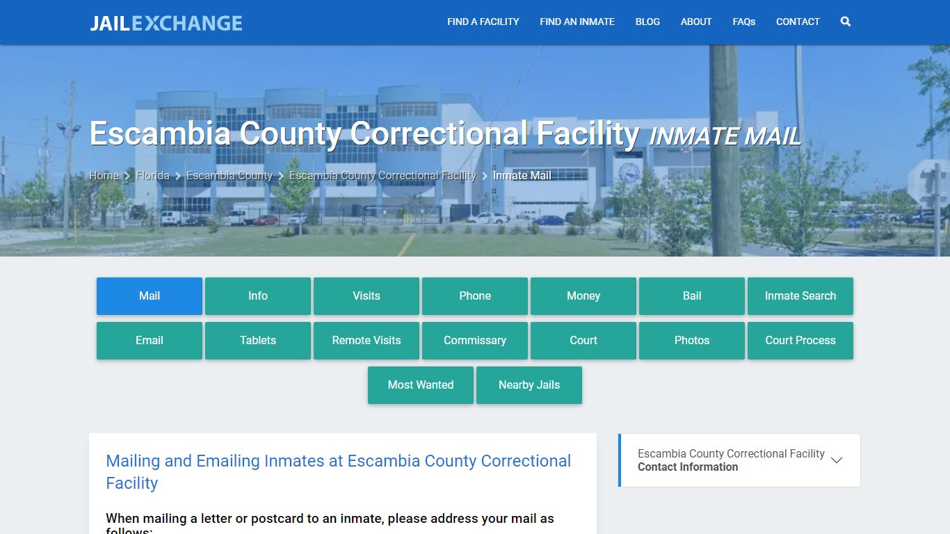 Inmate Mail - Escambia County Correctional Facility, FL - Jail Exchange